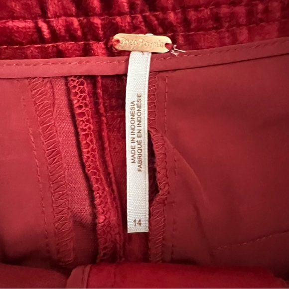 Free People Walk With You Velvet High Rise Trousers in Cherry Juice Size 14 - Picture 9 of 14